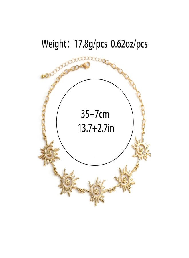 Decixde Sun Necklace for Women - Gold Choker Sunburst Bohemian Collar 18K Gold Plated Jewelry (Gold) - Image 4